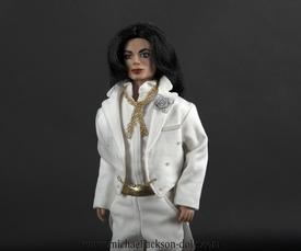 Michael Jackson doll Ebony photoshoot white suit